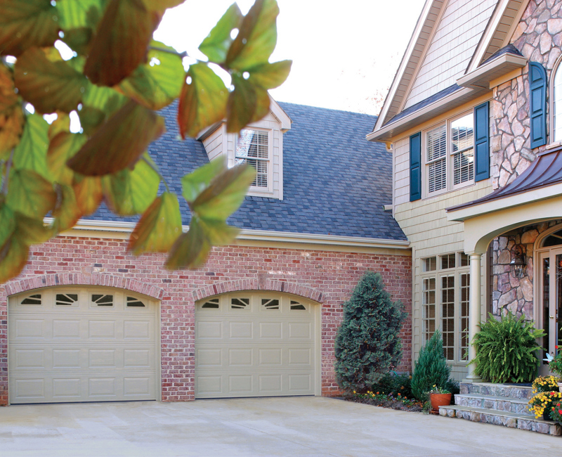 H Short Panel Glazed Sandtone Steel Single Garage Door C 27