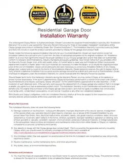 Canyon Ridge Modern Installation Warranty