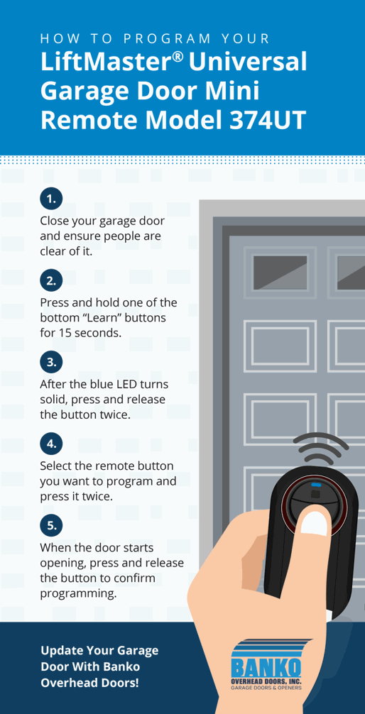 How to Program Your LiftMaster® Universal Garage Door Mini Remote Model 374UT Micrographic
