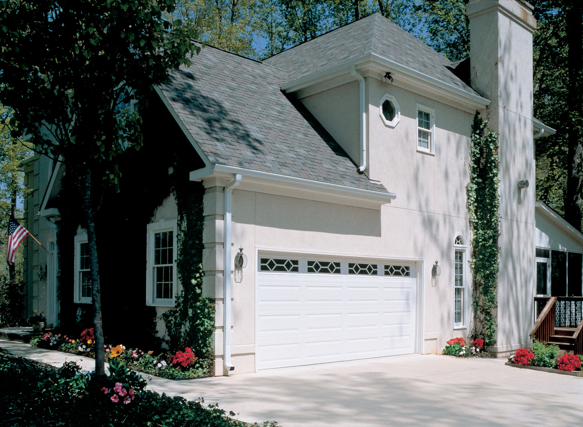 H Long Panel Glazed True White Steel Double Garage Door C 20 Uncropped