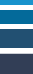 Five horizontal rectangles in different shades of blue, separated by white spaces, arranged vertically.