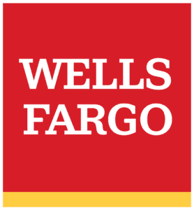 Wells Fargo logo with white text on a red square background and a yellow horizontal stripe at the bottom, representing trusted finance options for your needs.