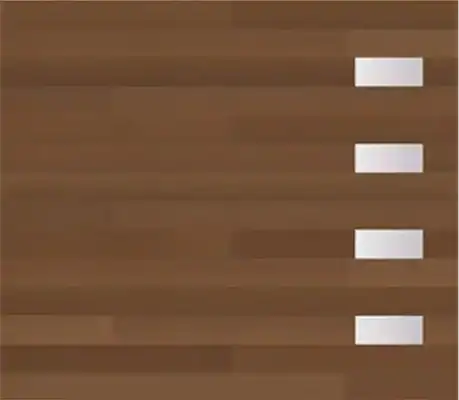 Brown wooden surface with five horizontal white rectangular bars aligned vertically on the right side.
